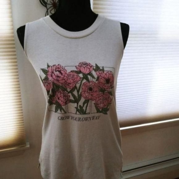 Nwt Women's Graphic Floral Muscle Tee Grow - Picture 3 of 8